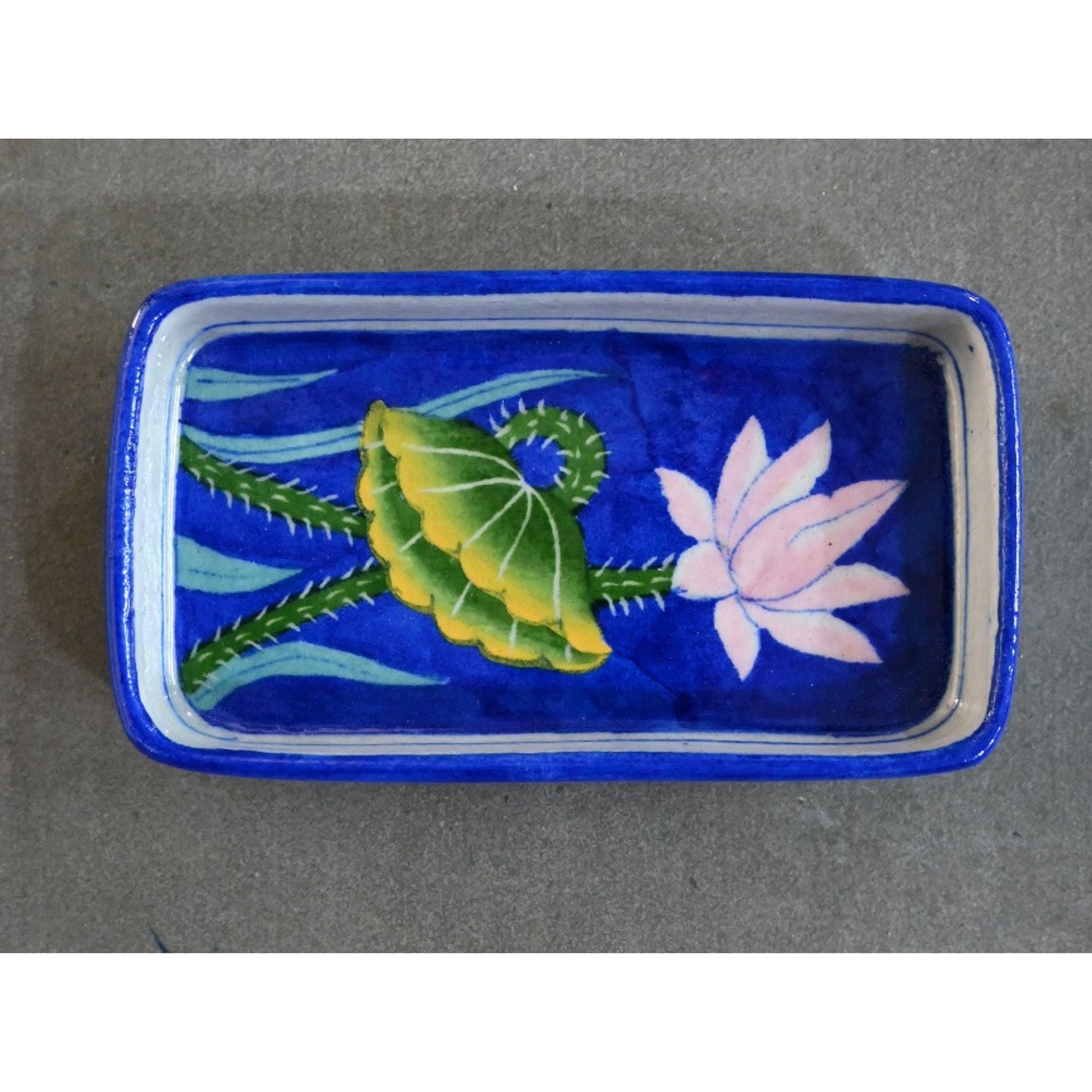 Blue Pottery Soap Dishes, Rectangular