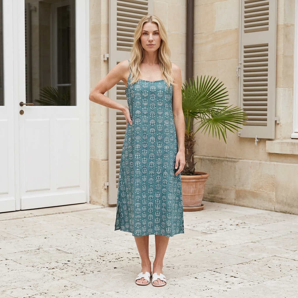 Hand Block Printed Cotton Slip Dress