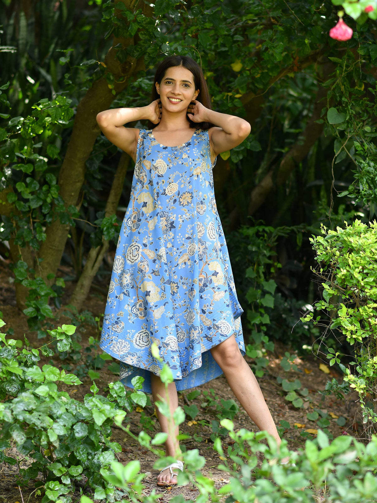 Hand Printed Cotton Voile Summer Dress, India