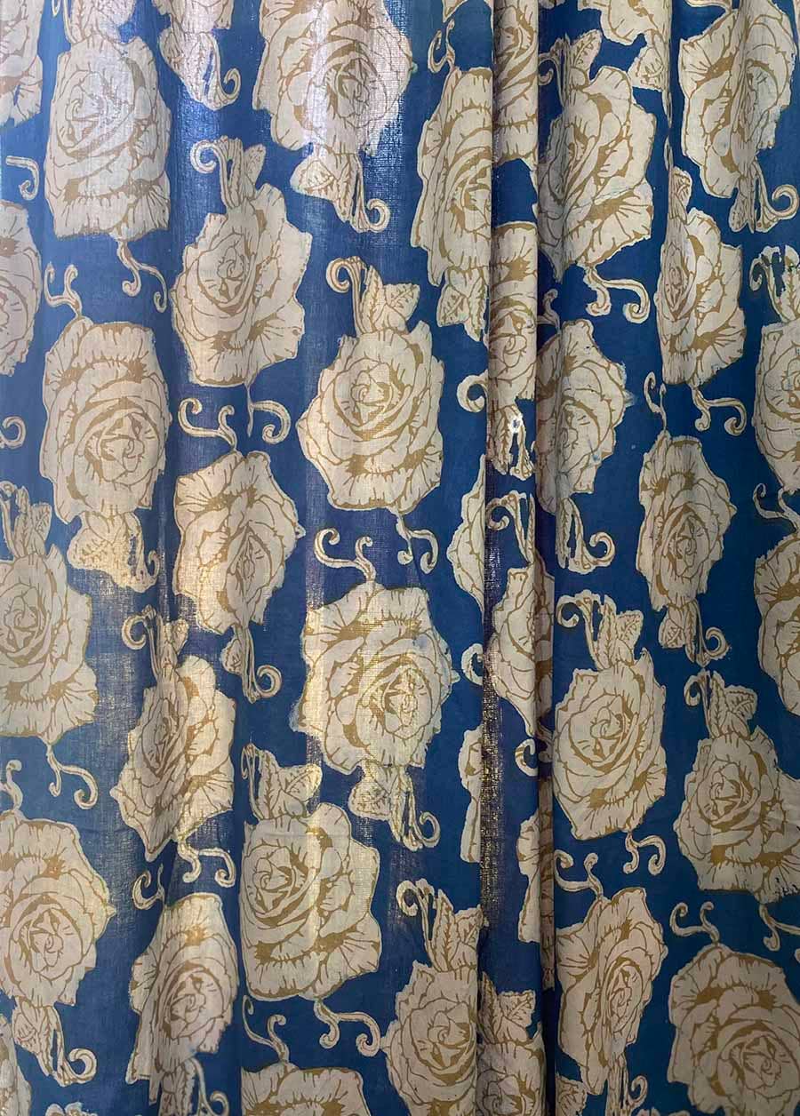 Block Printed Muslin Cotton Curtain Panels detail view 4 – Hill Station Ashland