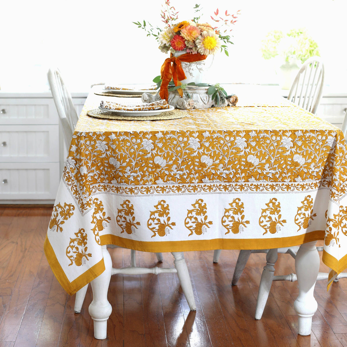 Hand Block Printed Tablecloths, 60” x 90” 