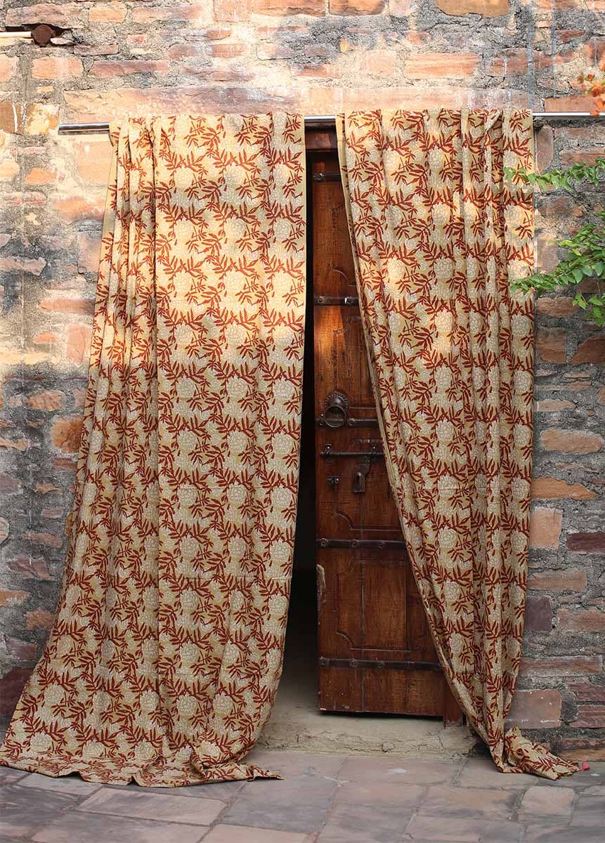 Spring Decor Boho Block Print Curtain - Flower Field Panel detail view 5 – Hill Station Ashland
