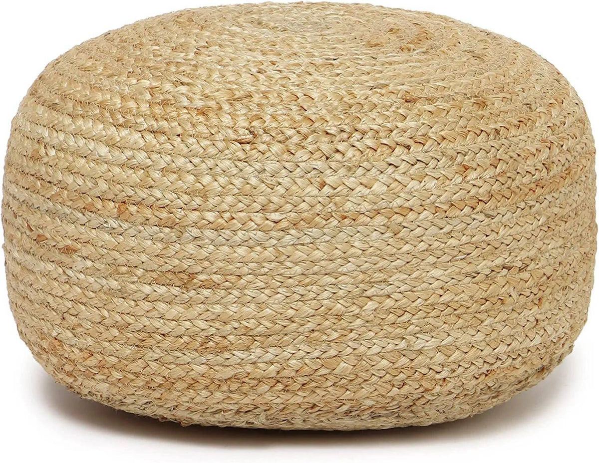 Round 100% Jute Pouf 18x18x10; Natural – Hill Station Ashland
