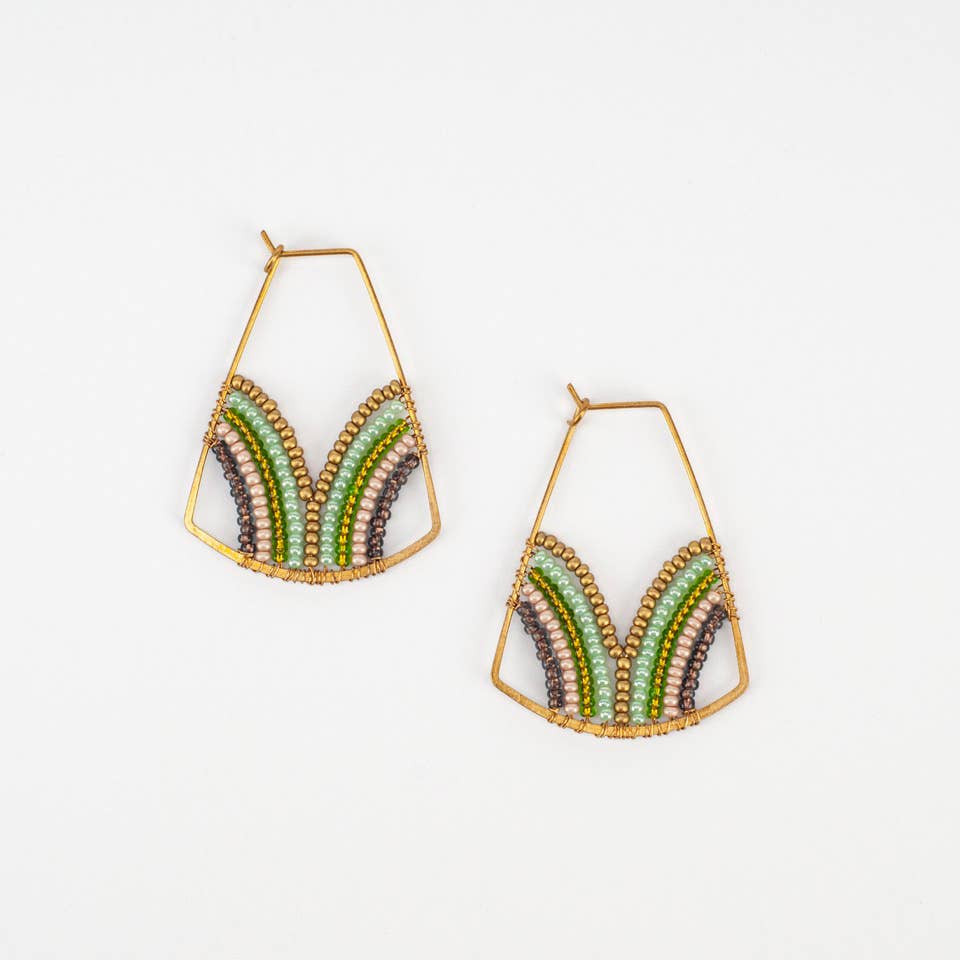Glass Beaded Hoop Earrings