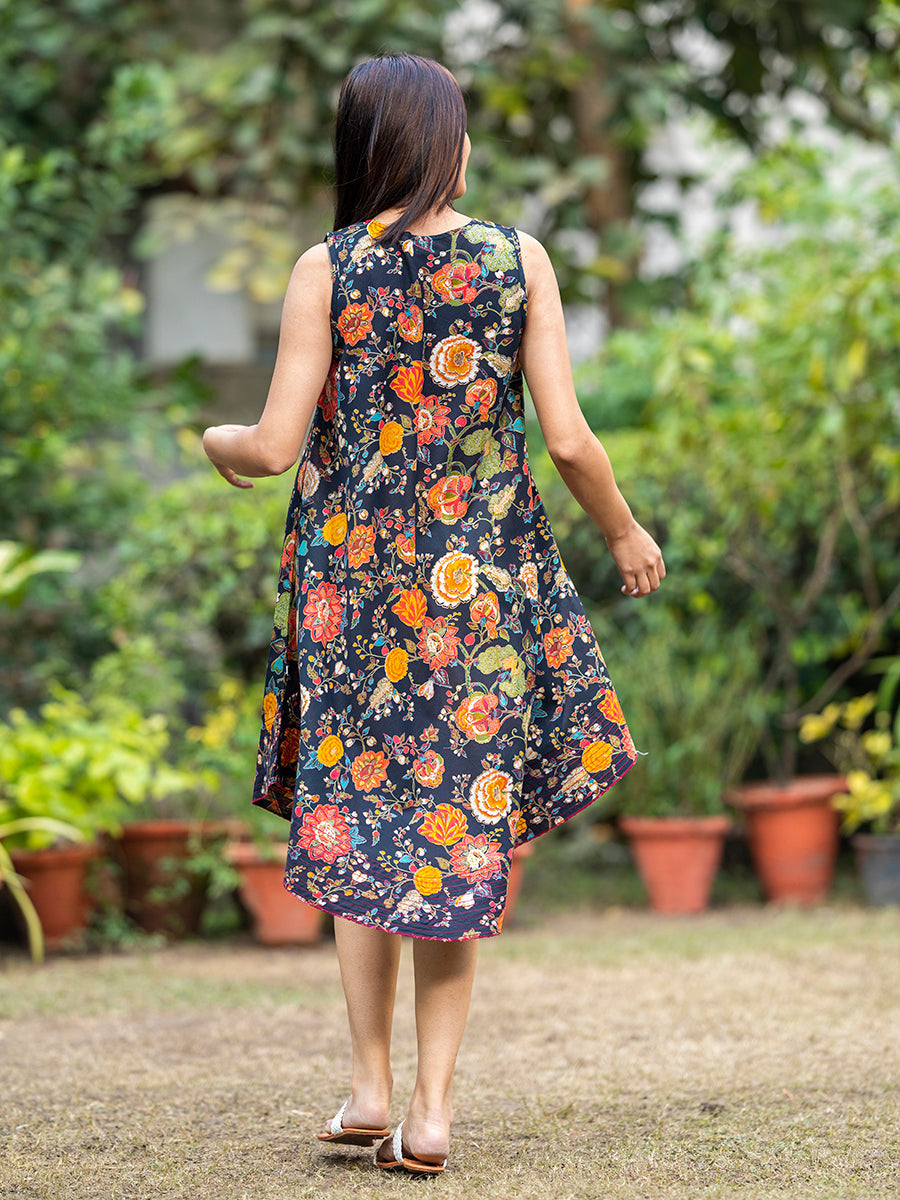 Hand Printed Cotton Voile Summer Dress, India