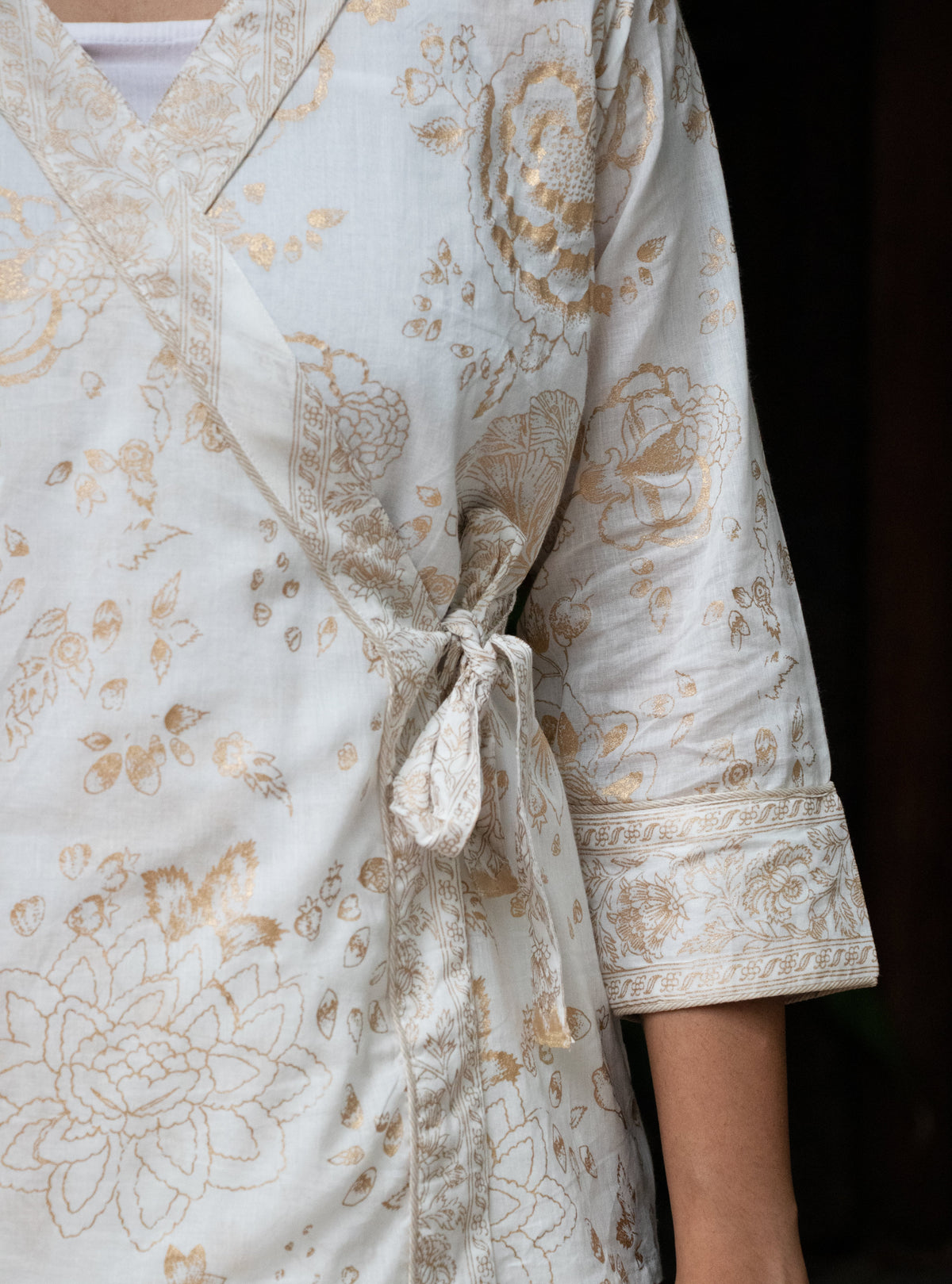 Solene Women’s Cotton Wrap Top in Malabar Gold