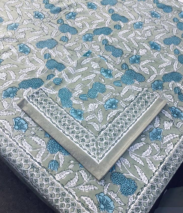 Hand Block Printed Tablecloths, 60” x 90” 