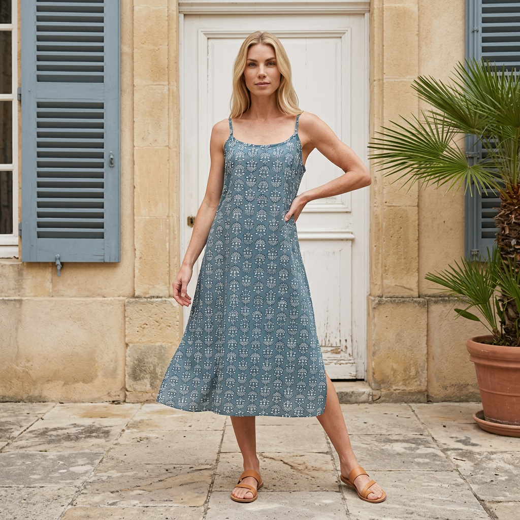Hand Block Printed Cotton Slip Dress
