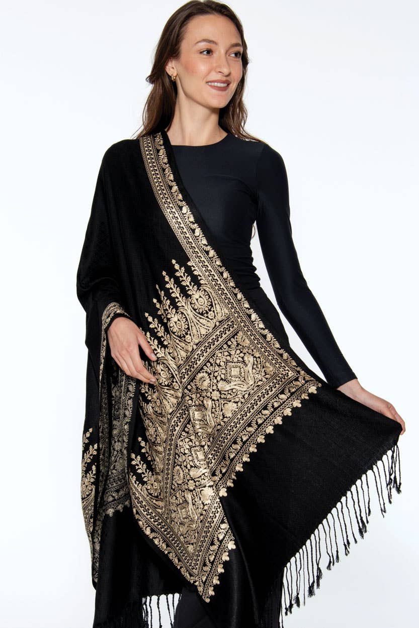Vimala Black and Gold Shawl