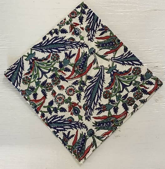 Hand Block-Printed Cotton Napkins, 20”