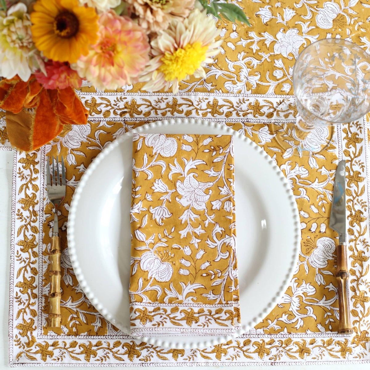 Hand Block-Printed Cotton Napkins, 20”