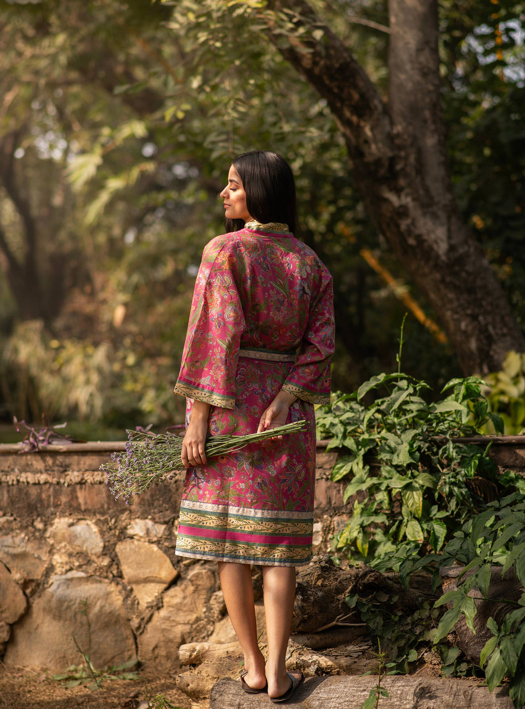 Cotton Voile Kimono Robe, India