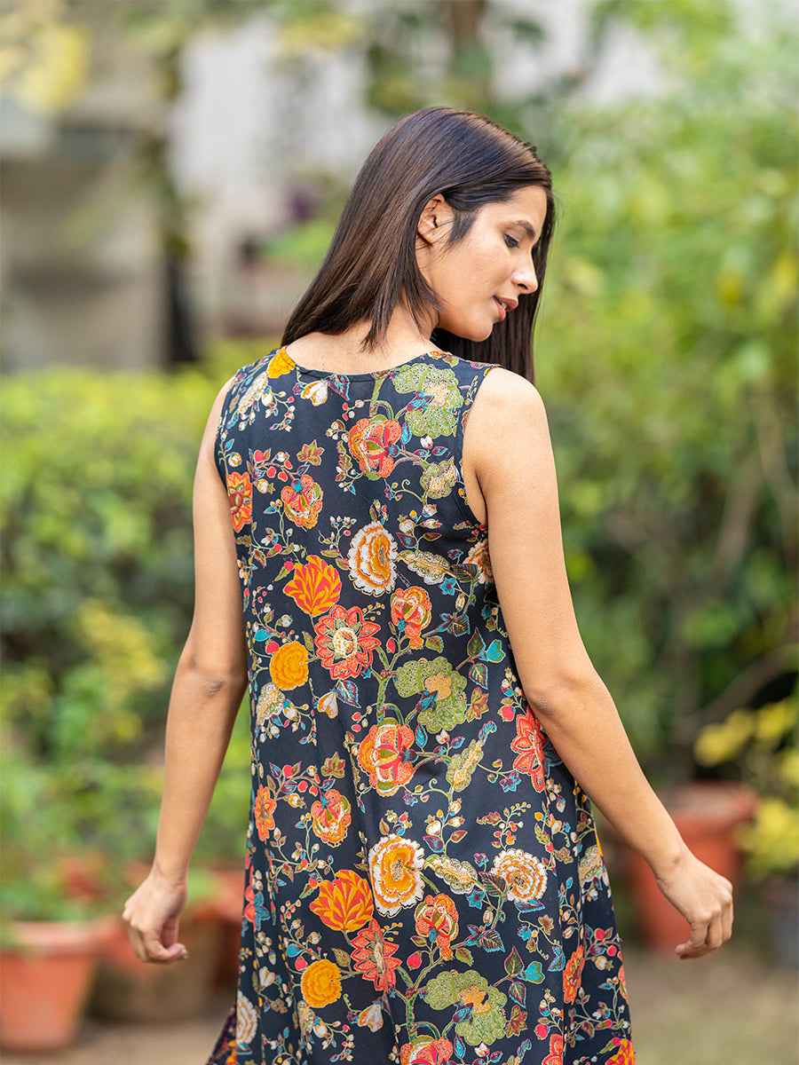 Hand Printed Cotton Voile Summer Dress, India