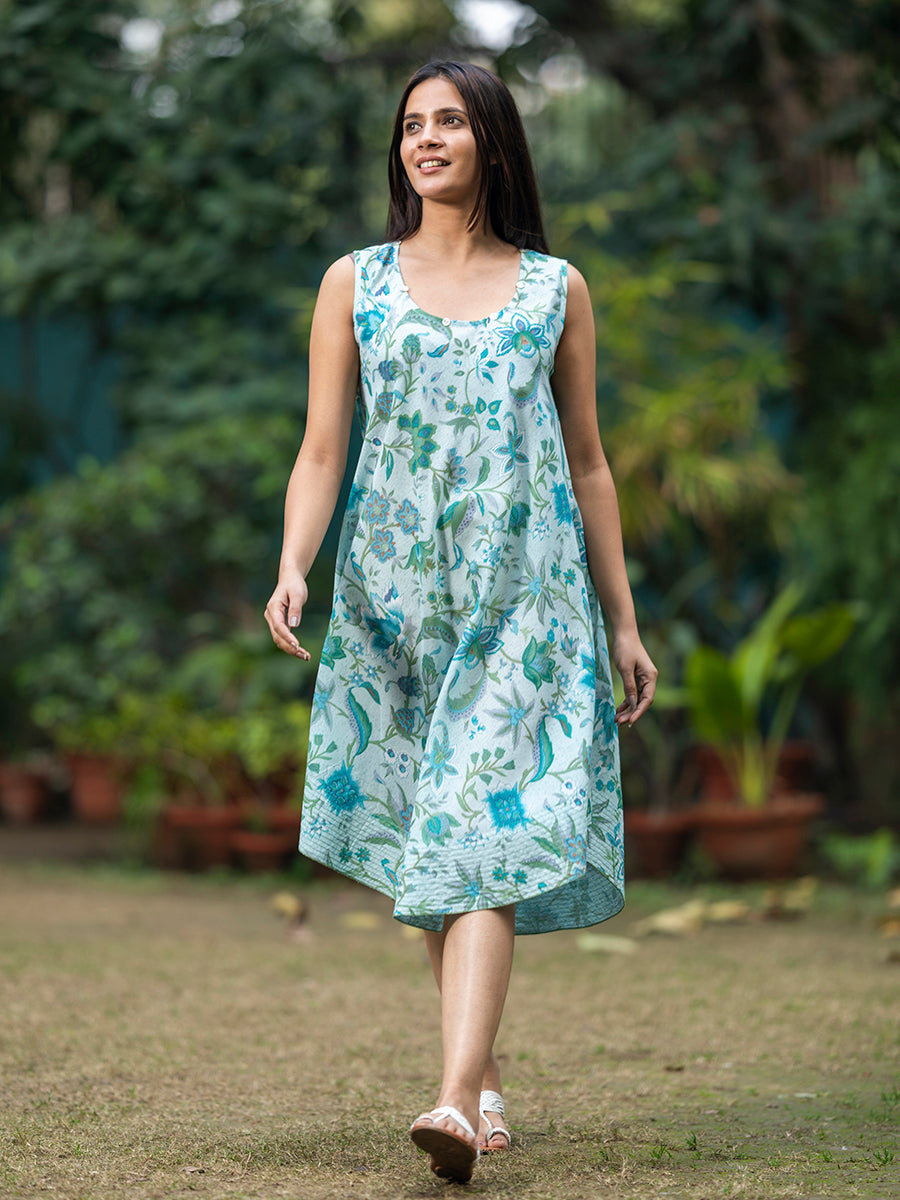 Hand Printed Cotton Voile Summer Dress, India