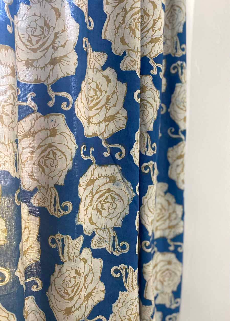 Block Printed Muslin Cotton Curtain Panels detail view 5 – Hill Station Ashland