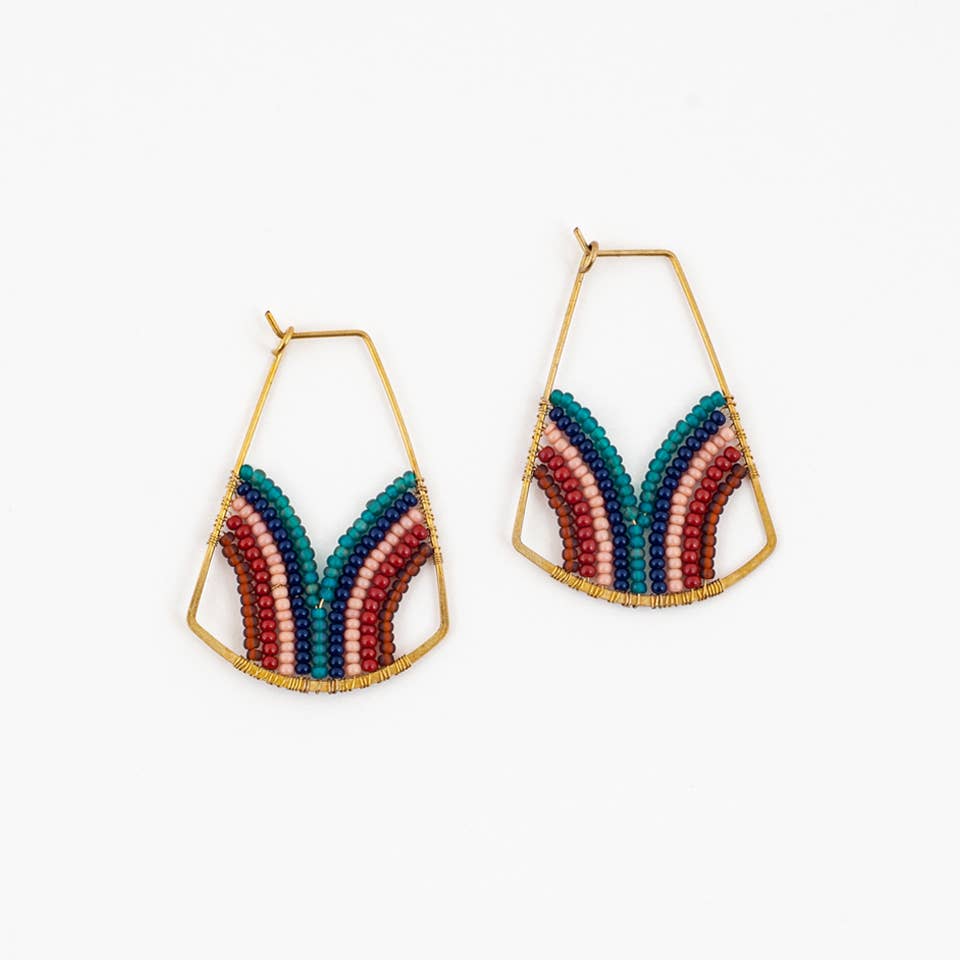 Glass Beaded Hoop Earrings