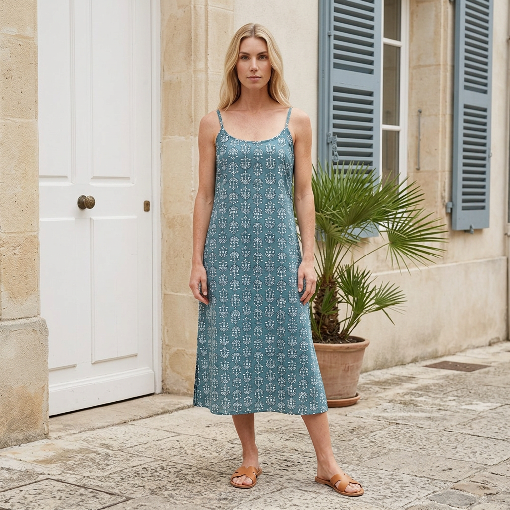 Hand Block Printed Cotton Slip Dress