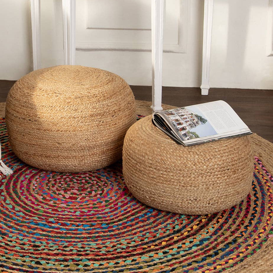 Round Jute Pouf
