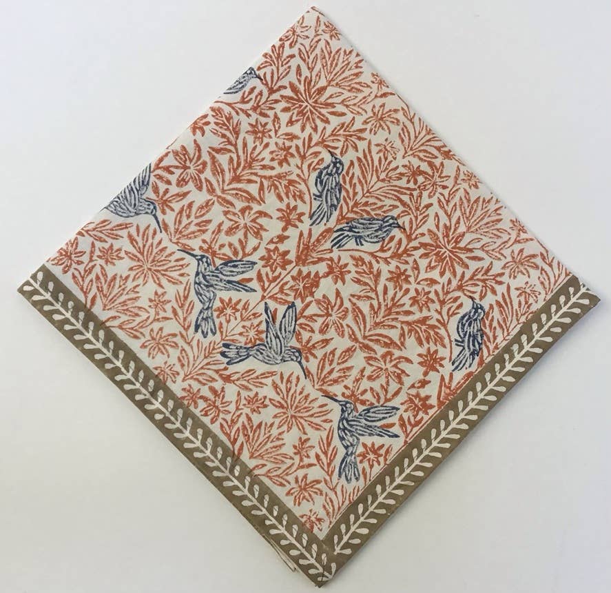 Hand Block-Printed Cotton Napkins, 20”