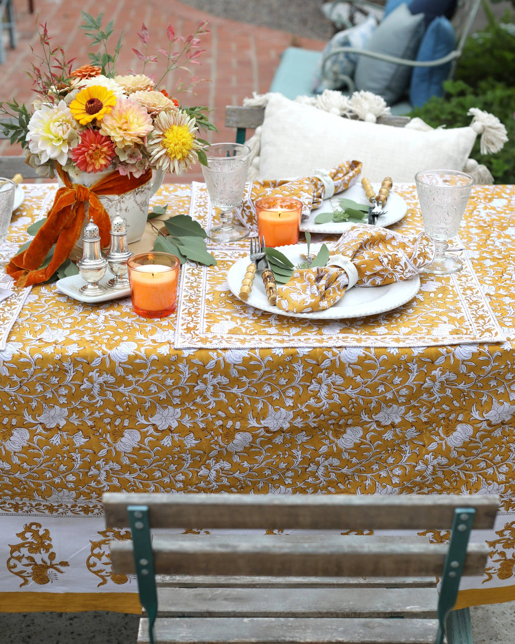 Hand Block Printed Tablecloths, 60” x 90” 