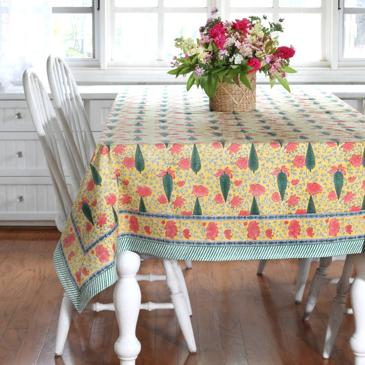 Hand Block Printed Tablecloths, 60” x 90” 