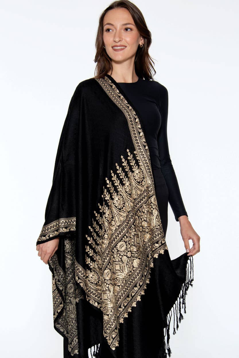 Vimala Black and Gold Shawl