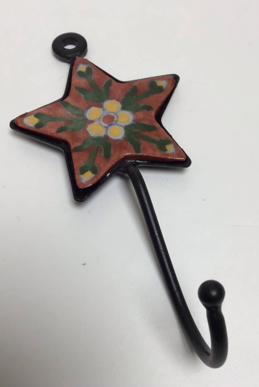 Blue Pottery Star Robe Hooks detail view 2 – Hill Station Ashland