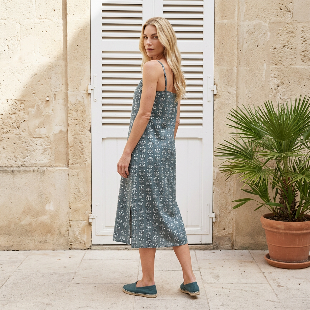 Hand Block Printed Cotton Slip Dress