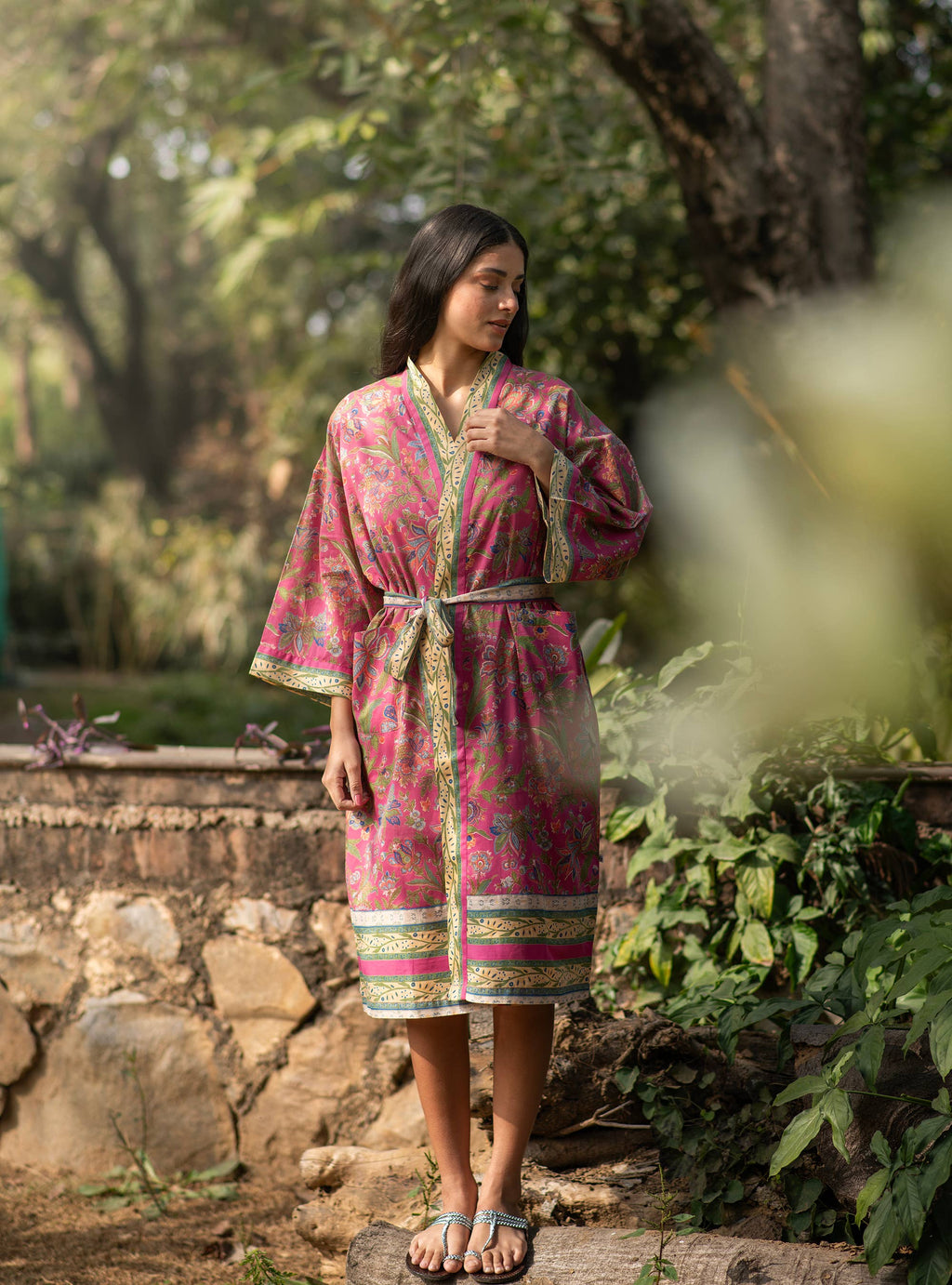 Cotton Voile Kimono Robe, India