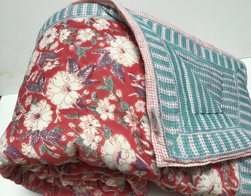 Blockprinted Cotton Quilts, Twin
