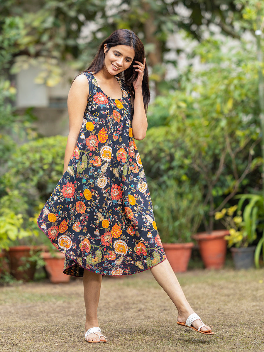 Hand Printed Cotton Voile Summer Dress, India