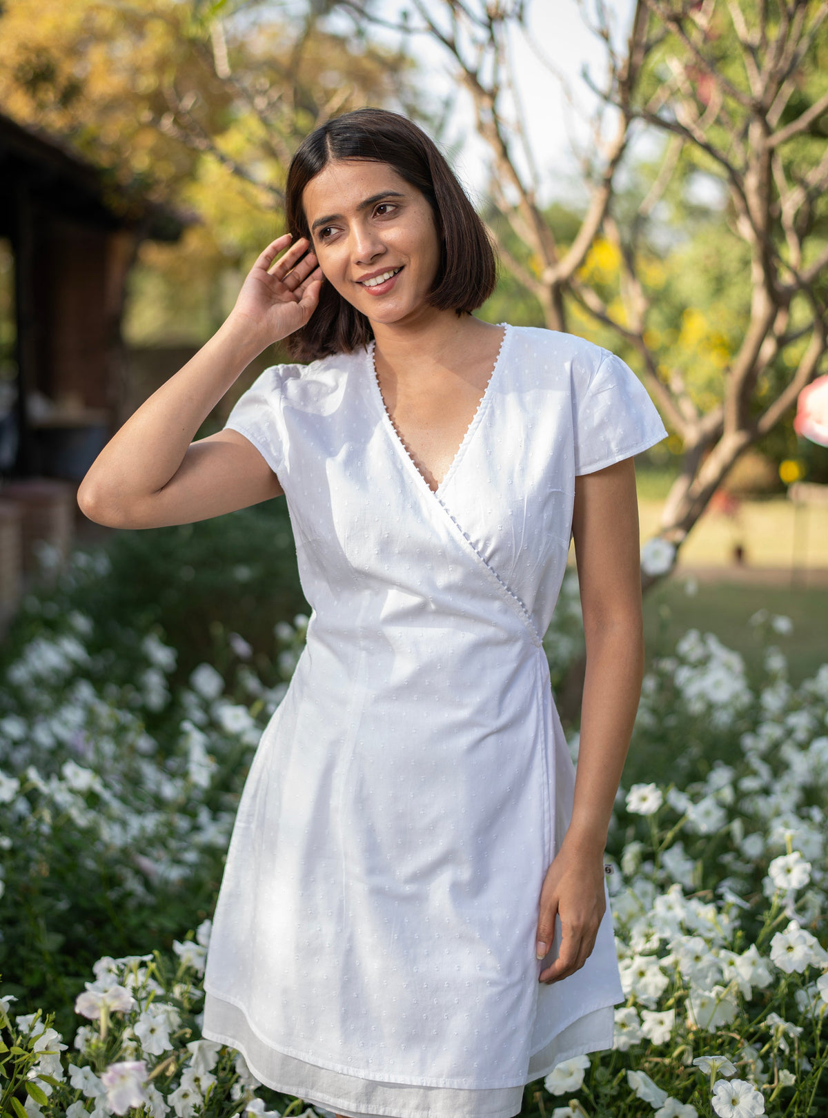 White Swiss Dot Cotton Voile Wrap