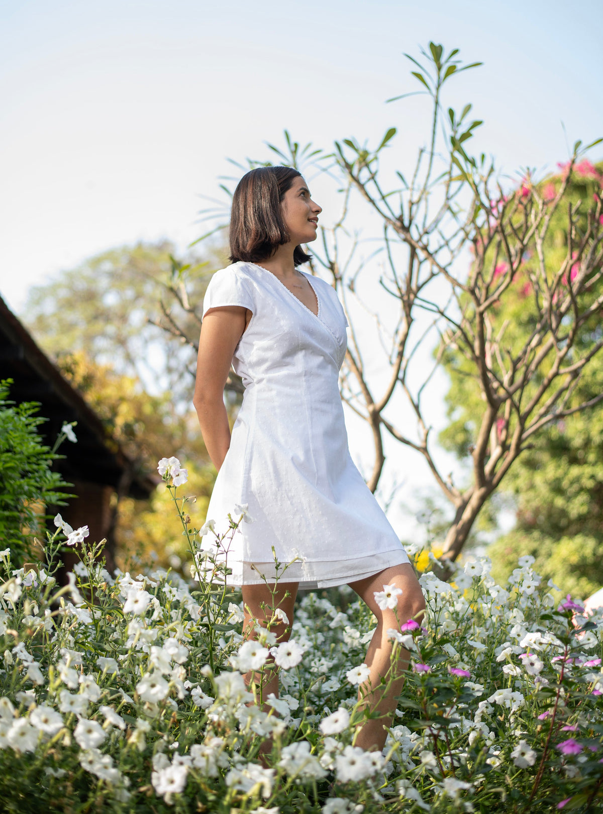White Swiss Dot Cotton Voile Wrap