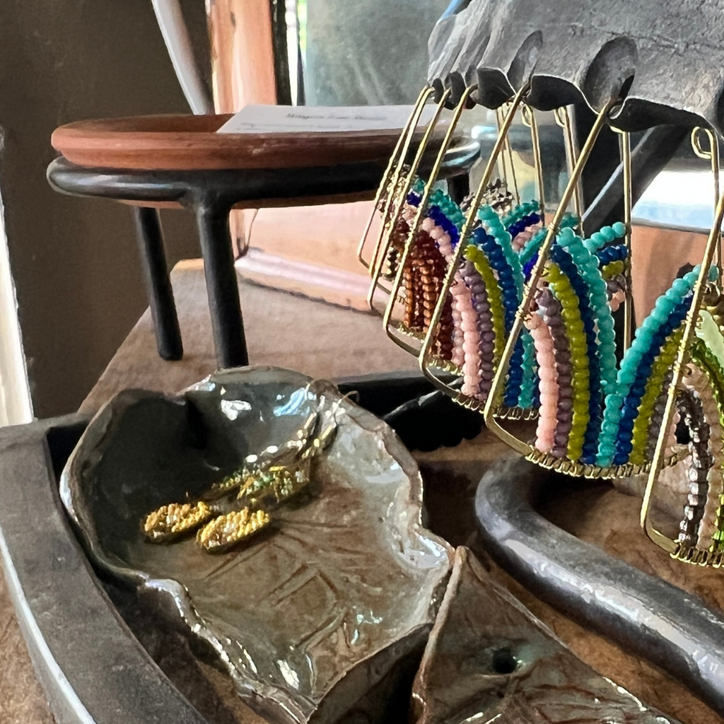Glass Beaded Hoop Earrings