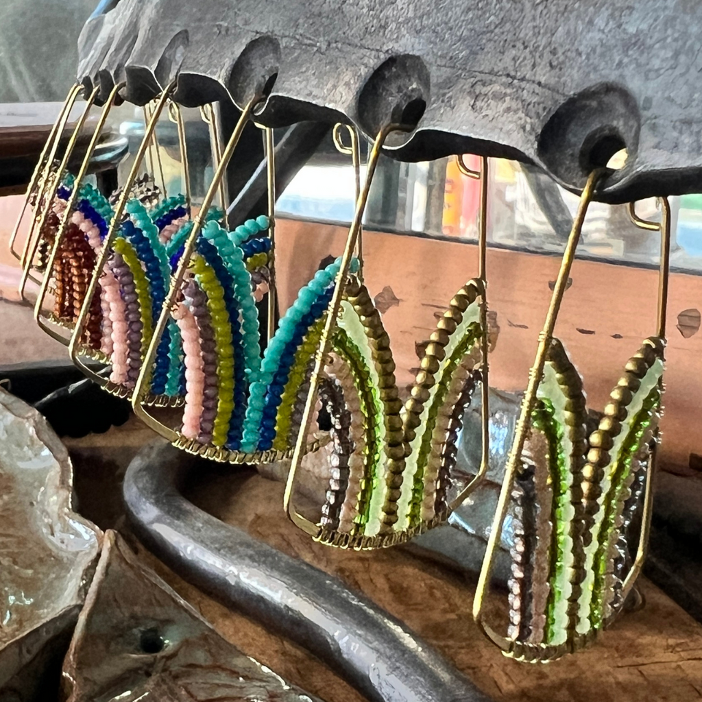 Glass Beaded Hoop Earrings