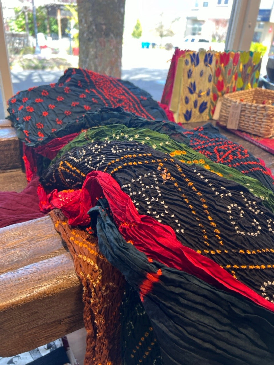 Cotton Bandhni Odhni Scarves detail view 6 – Hill Station Ashland