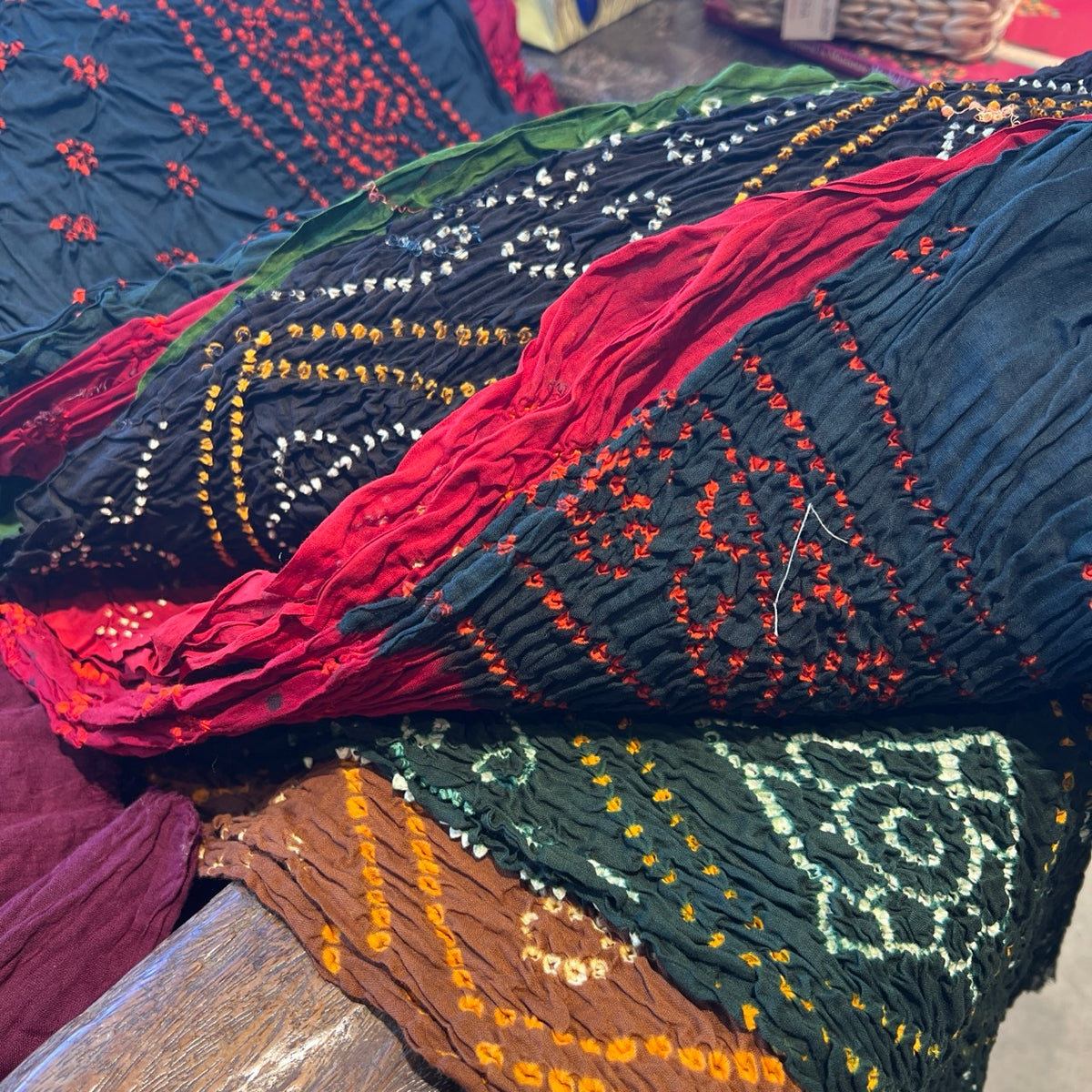 Cotton Bandhni Odhni Scarves detail view 4 – Hill Station Ashland