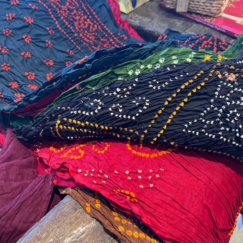 Cotton Bandhni Odhni Scarves detail view 8 – Hill Station Ashland