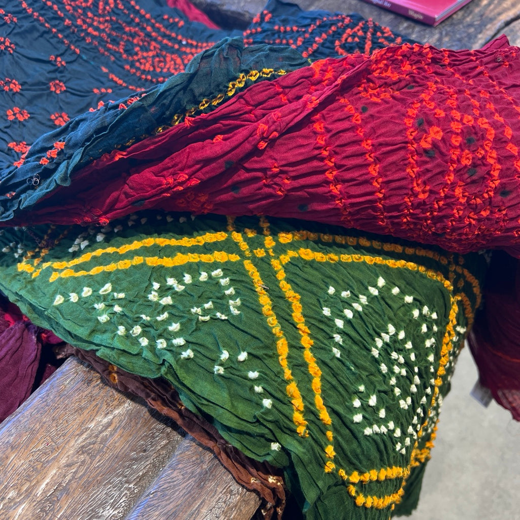Cotton Bandhni Odhni Scarves detail view 5 – Hill Station Ashland