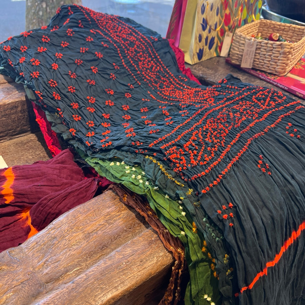 Cotton Bandhni Odhni Scarves detail view 3 – Hill Station Ashland