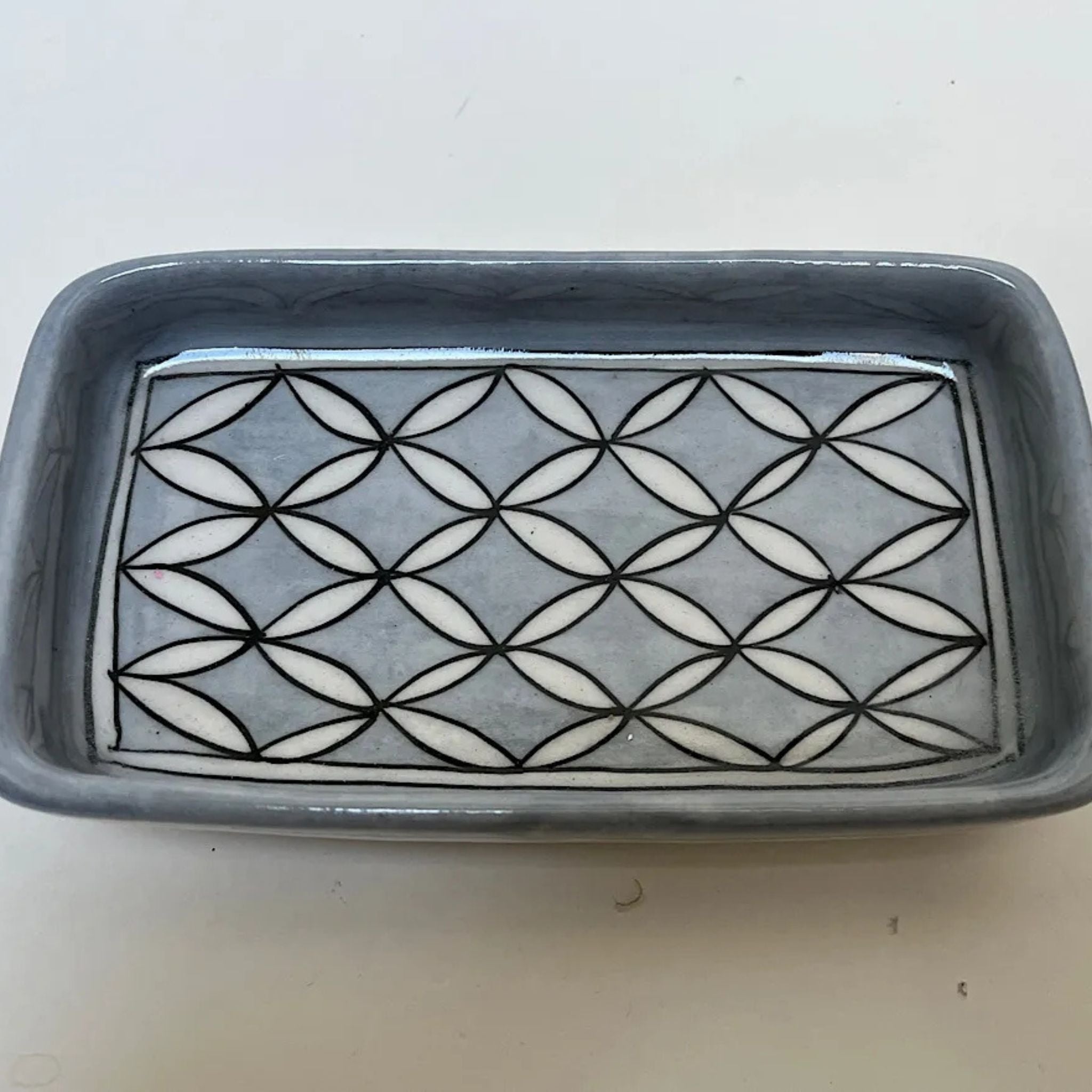Blue Pottery Soap Dishes, Rectangular