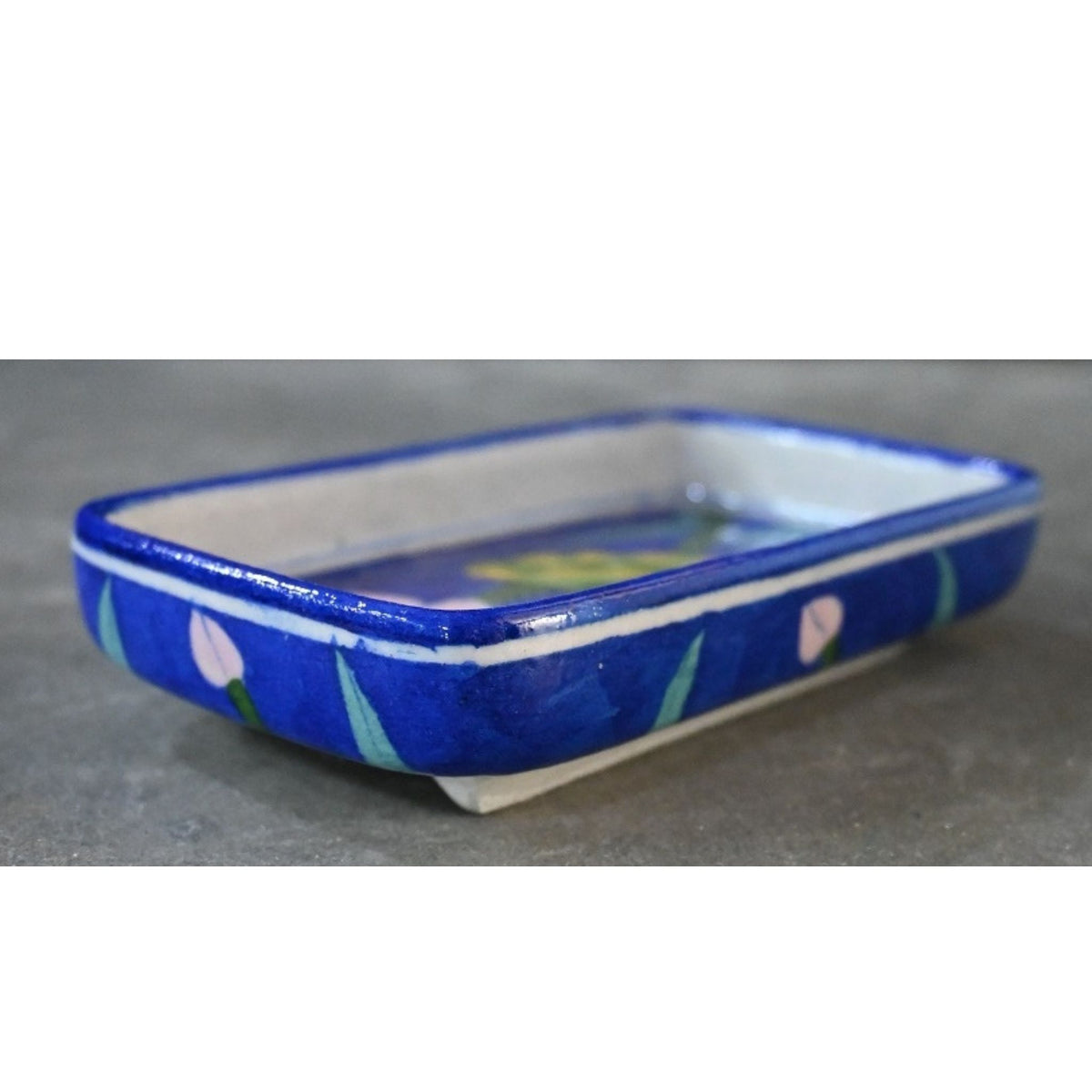 Blue Pottery Soap Dishes Rectangular detail view 2 – Hill Station Ashland