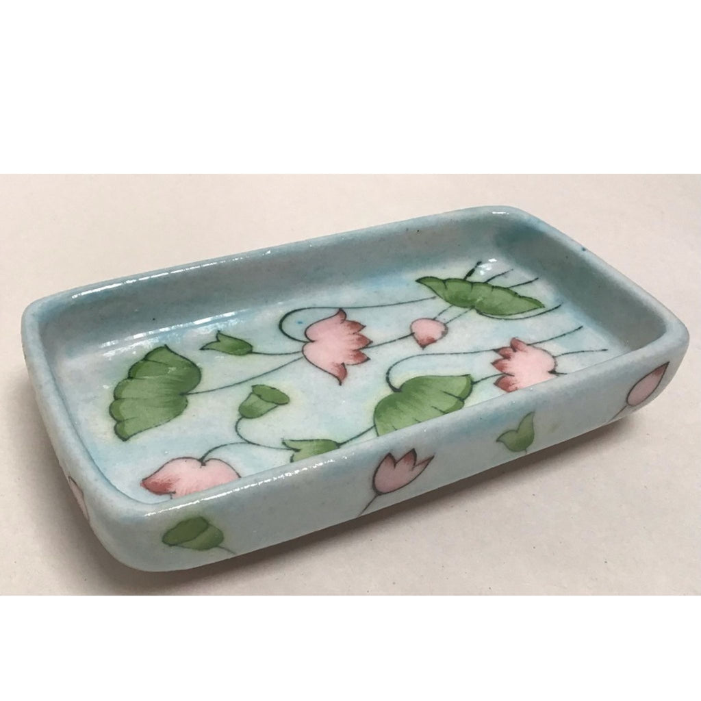 Blue Pottery Soap Dishes Rectangular detail view 3 – Hill Station Ashland