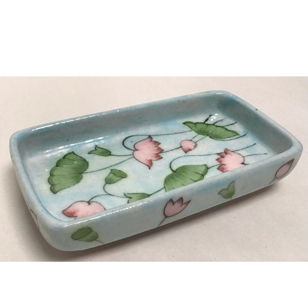 Blue Pottery Soap Dishes Rectangular detail view 3 – Hill Station Ashland