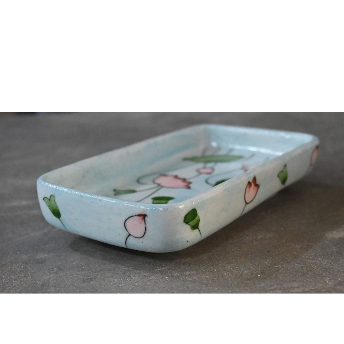 Blue Pottery Soap Dishes Rectangular detail view 4 – Hill Station Ashland
