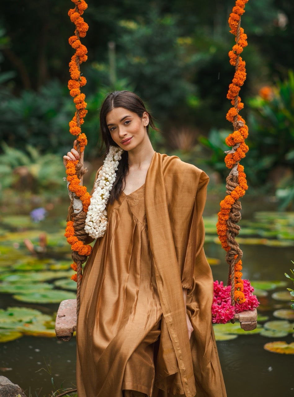 Kovalam Dress Gold Chanderi