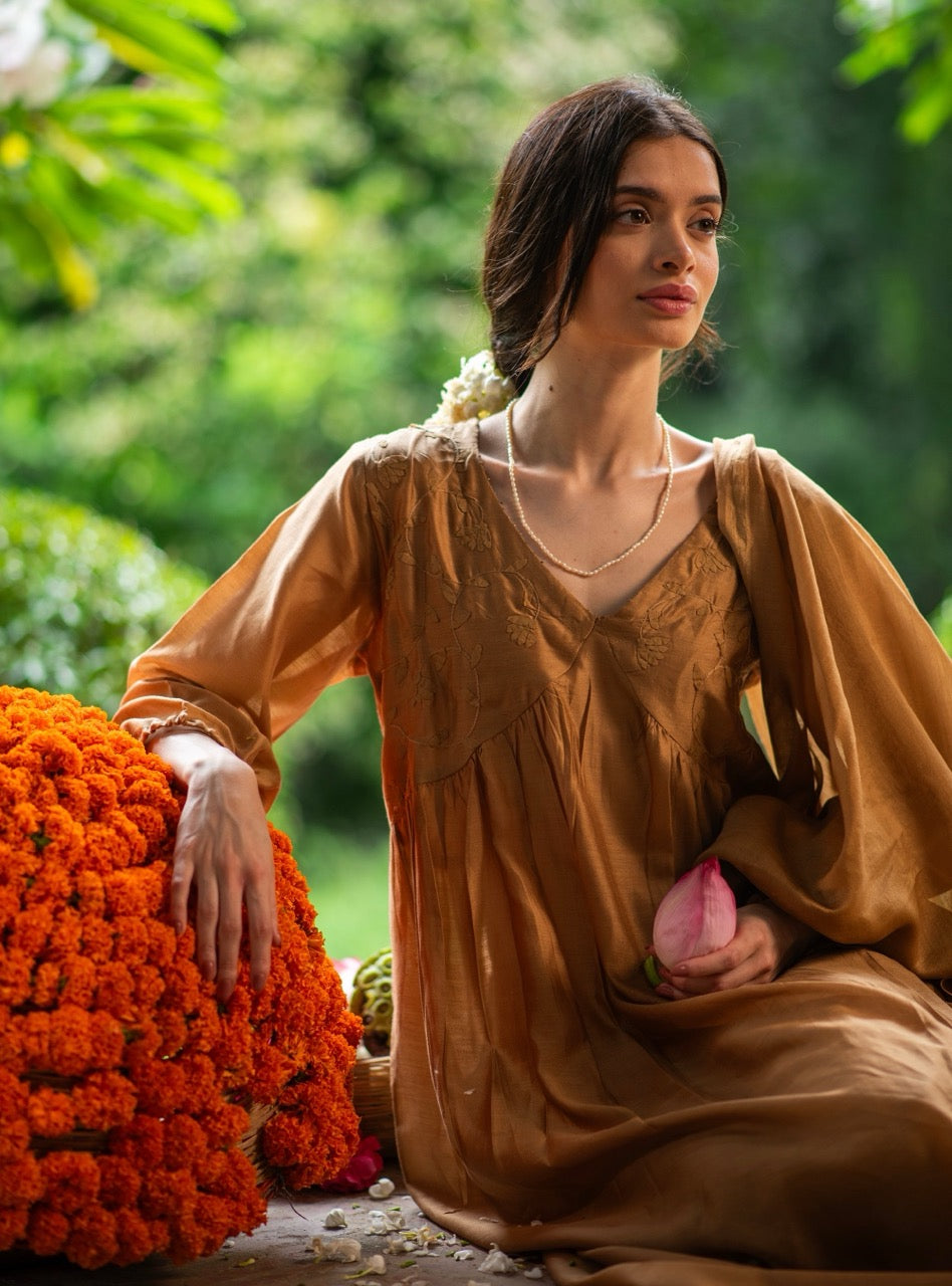 Kovalam Dress Gold Chanderi