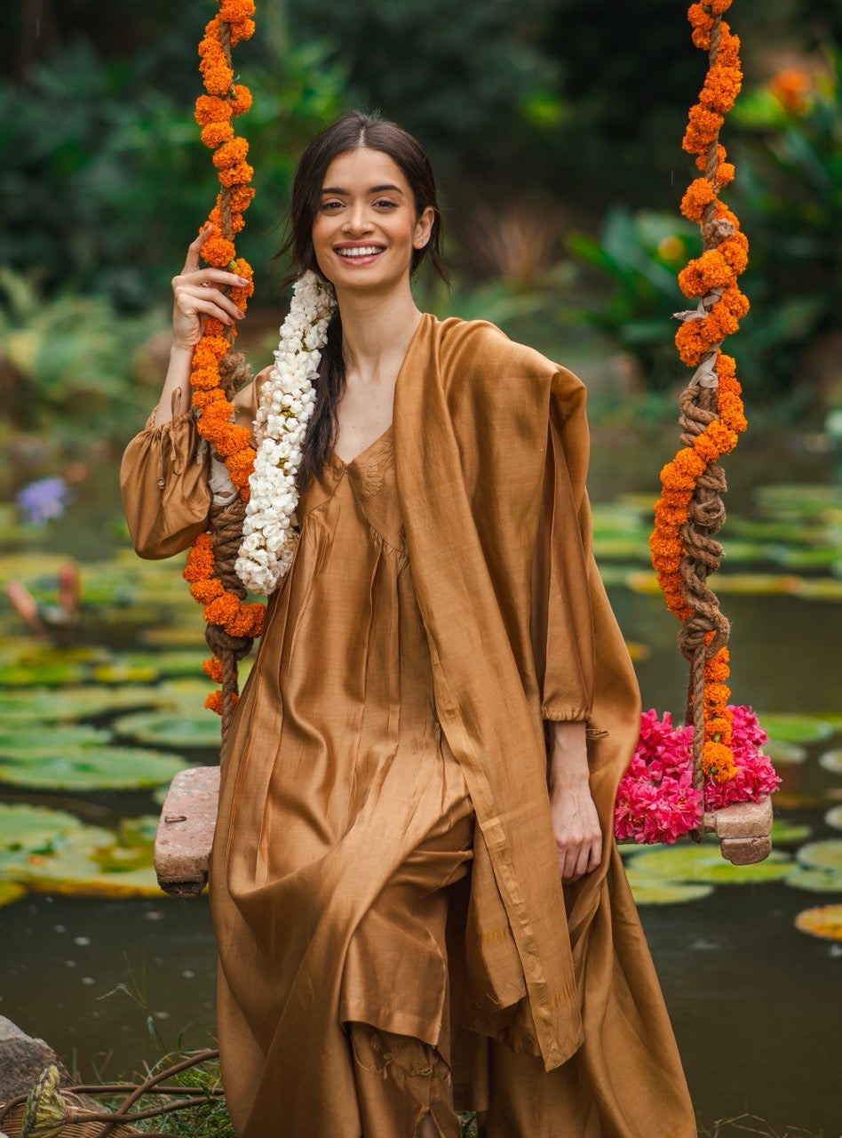Kovalam Dress Gold Chanderi
