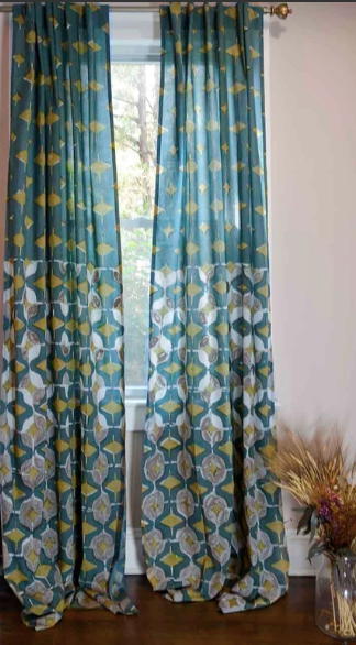 Block Printed Muslin Cotton Curtain Panels detail view 13 – Hill Station Ashland
