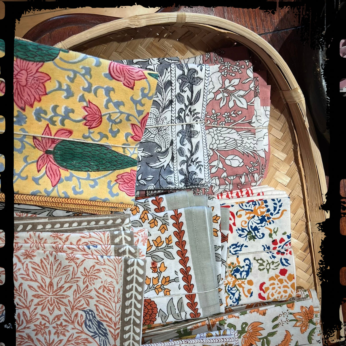 Hand Block-Printed Cotton Napkins, 20”